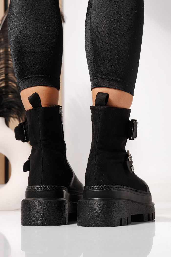 Ghete dama îmblanite negre din piele ecologica Eniko #23171