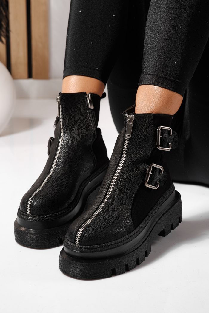 Ghete dama îmblanite negre din piele ecologica Eniko #23171