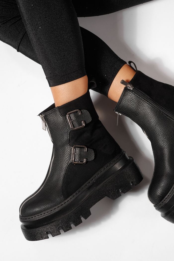 Ghete dama îmblanite negre din piele ecologica Eniko #23171