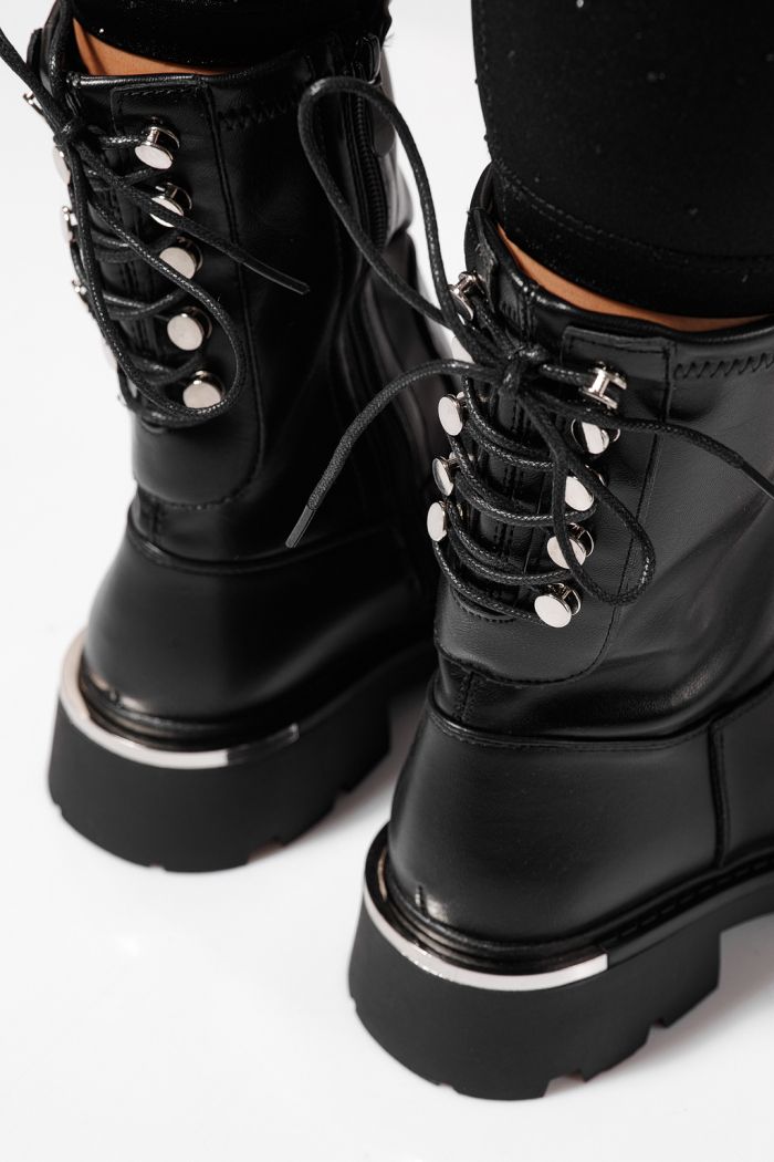 Ghete dama captusite negre din piele ecologica Evelyn #23076