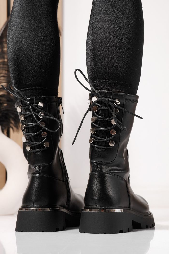 Ghete dama captusite negre din piele ecologica Evelyn #23076