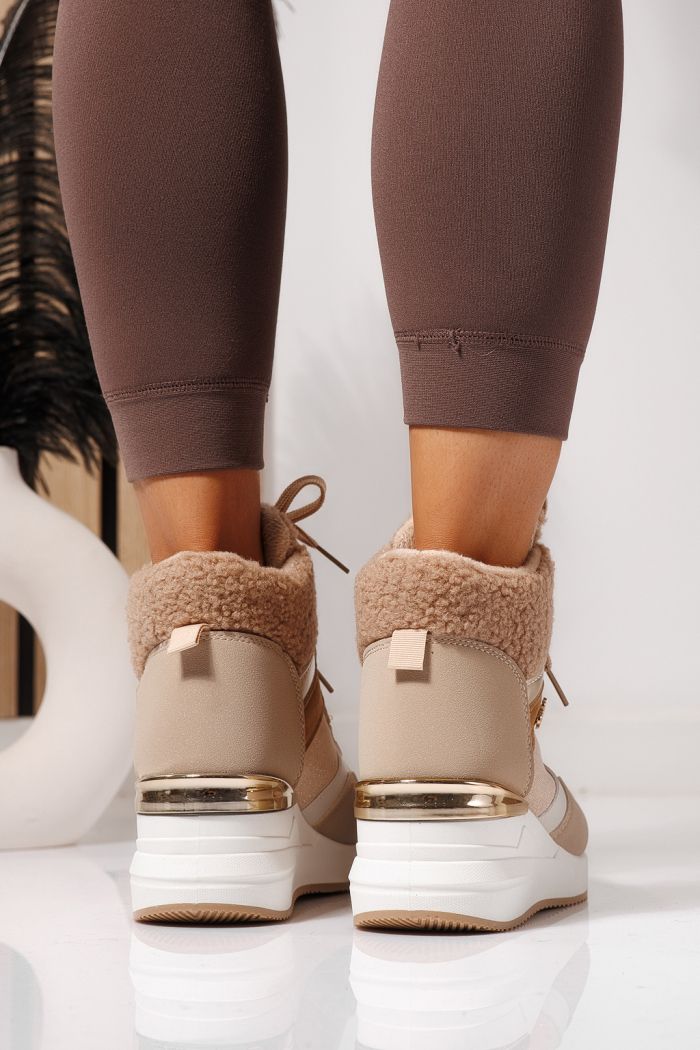 Ghete dama captusite khaki din piele ecologica intoarsa Ariana #23059