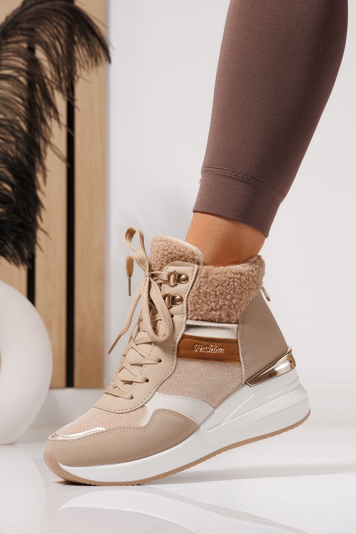 Ghete dama captusite khaki din piele ecologica intoarsa Ariana #23059