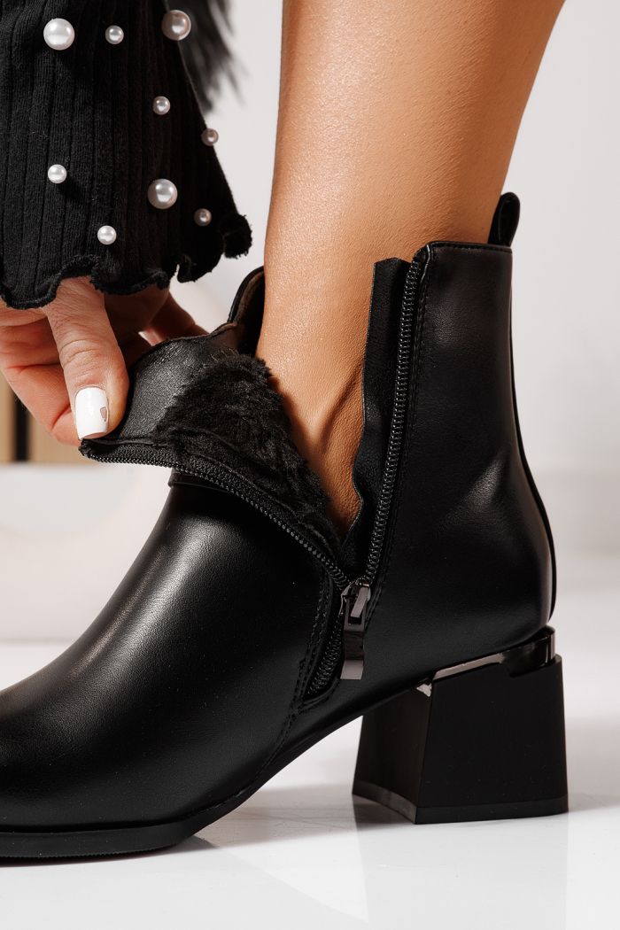 Botine dama îmblanite negre din piele ecologica Carla #23070