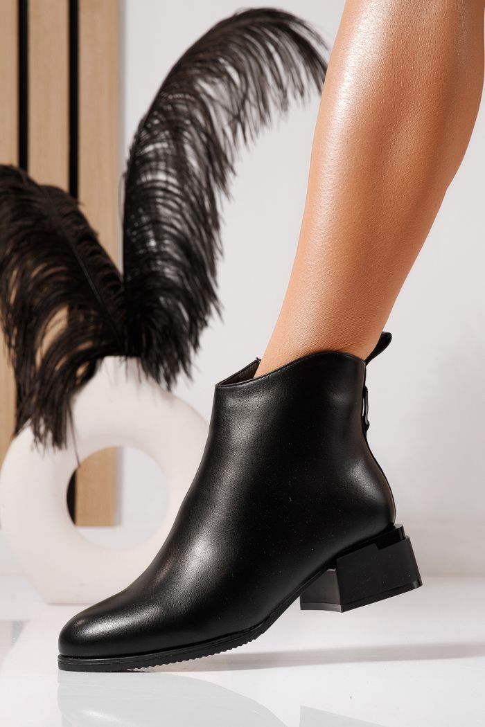 Botine dama îmblanite negre din piele ecologica Aurora #23058