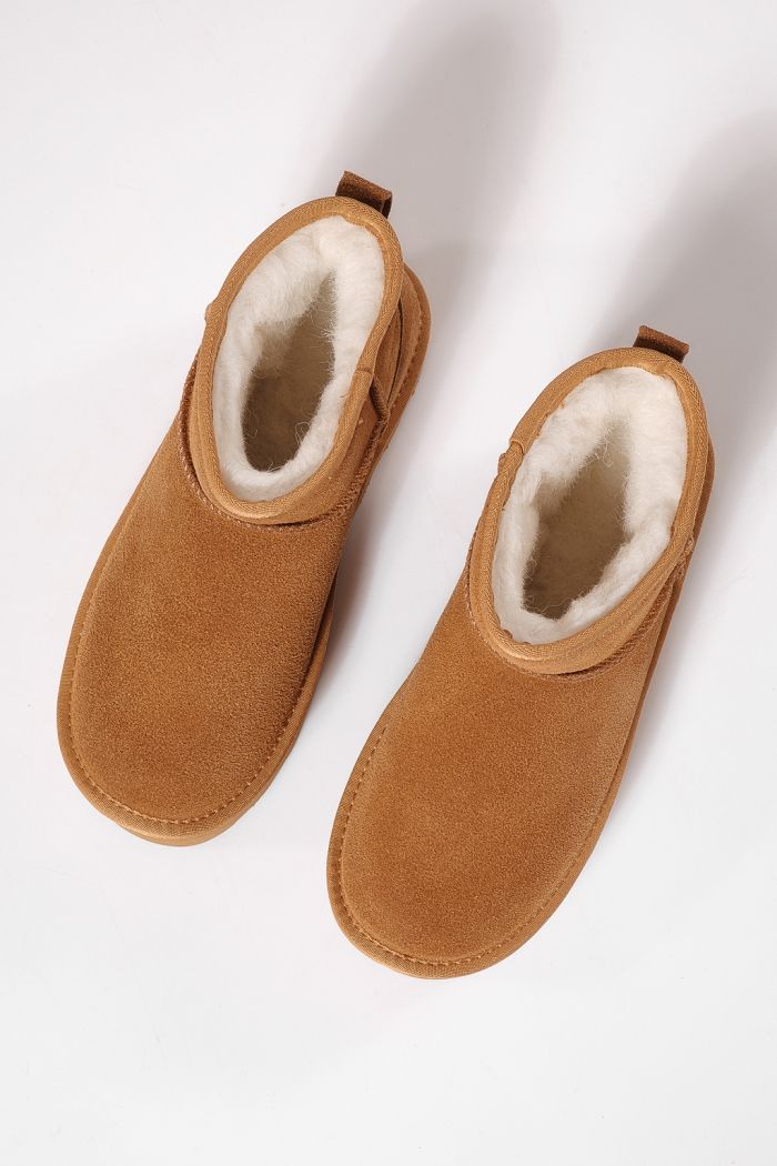 Cizme scurte dama îmblanite tip Ug maro din piele naturala Taisa #23156