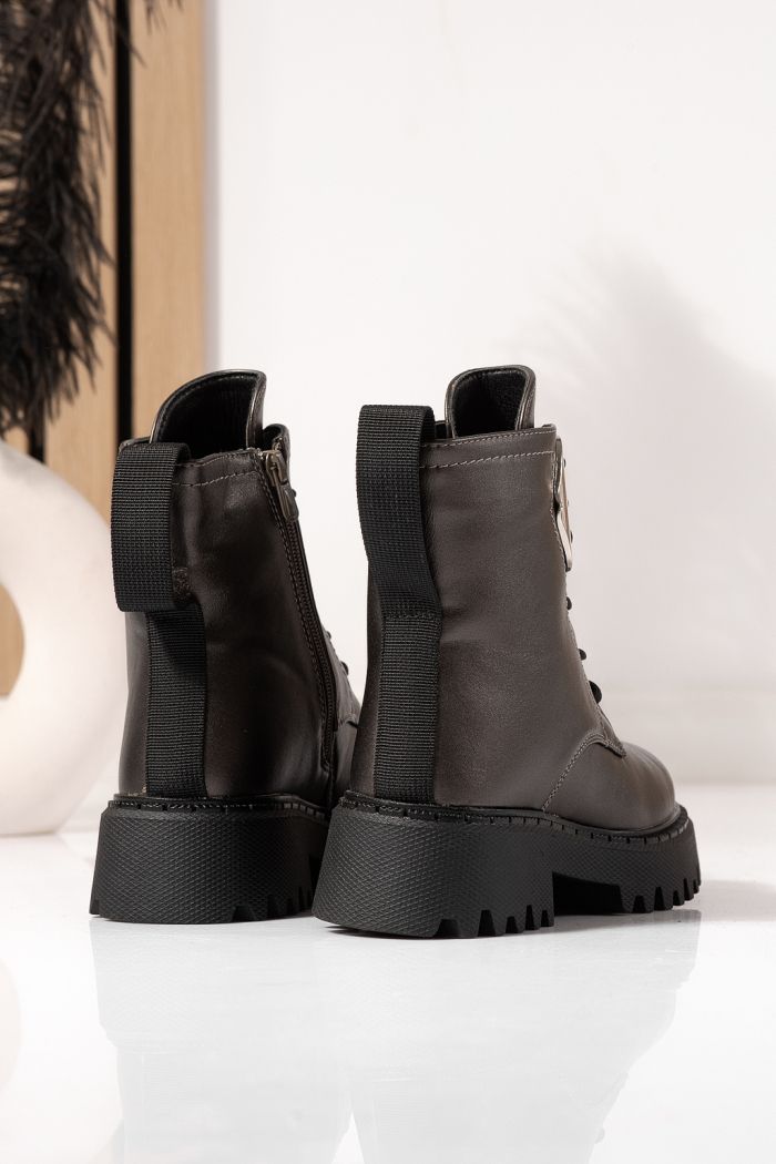 Ghete fete imblanite gri din piele ecologica Alina #23179