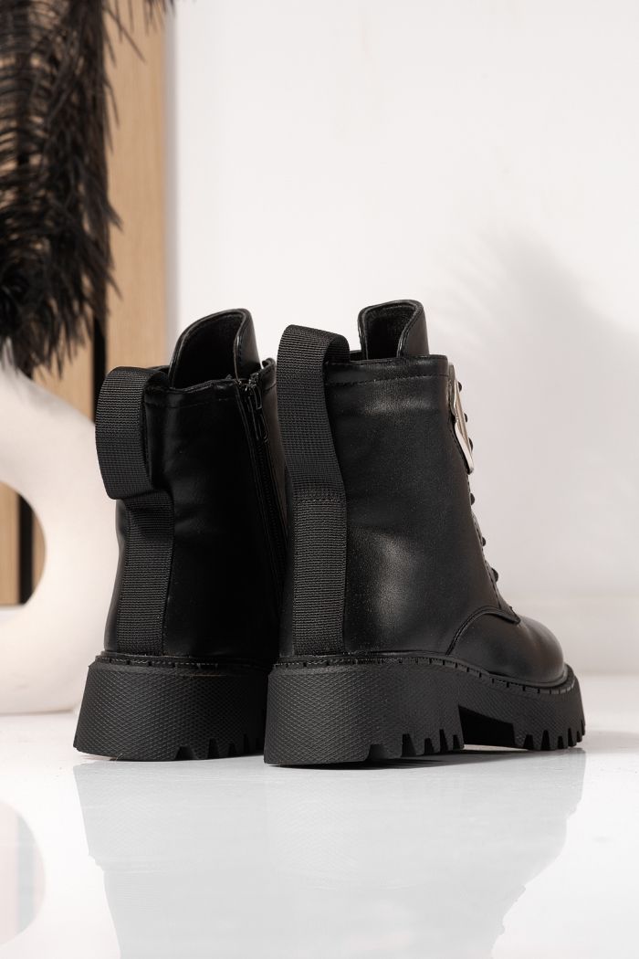 Ghete fete imblanite negre din piele ecologica Alina #23178