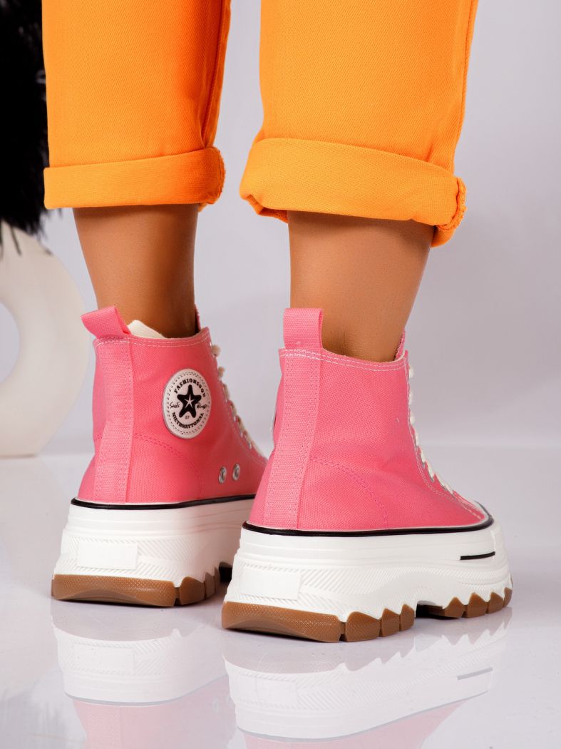 Adidasi dama roz din material textil Seline #24183