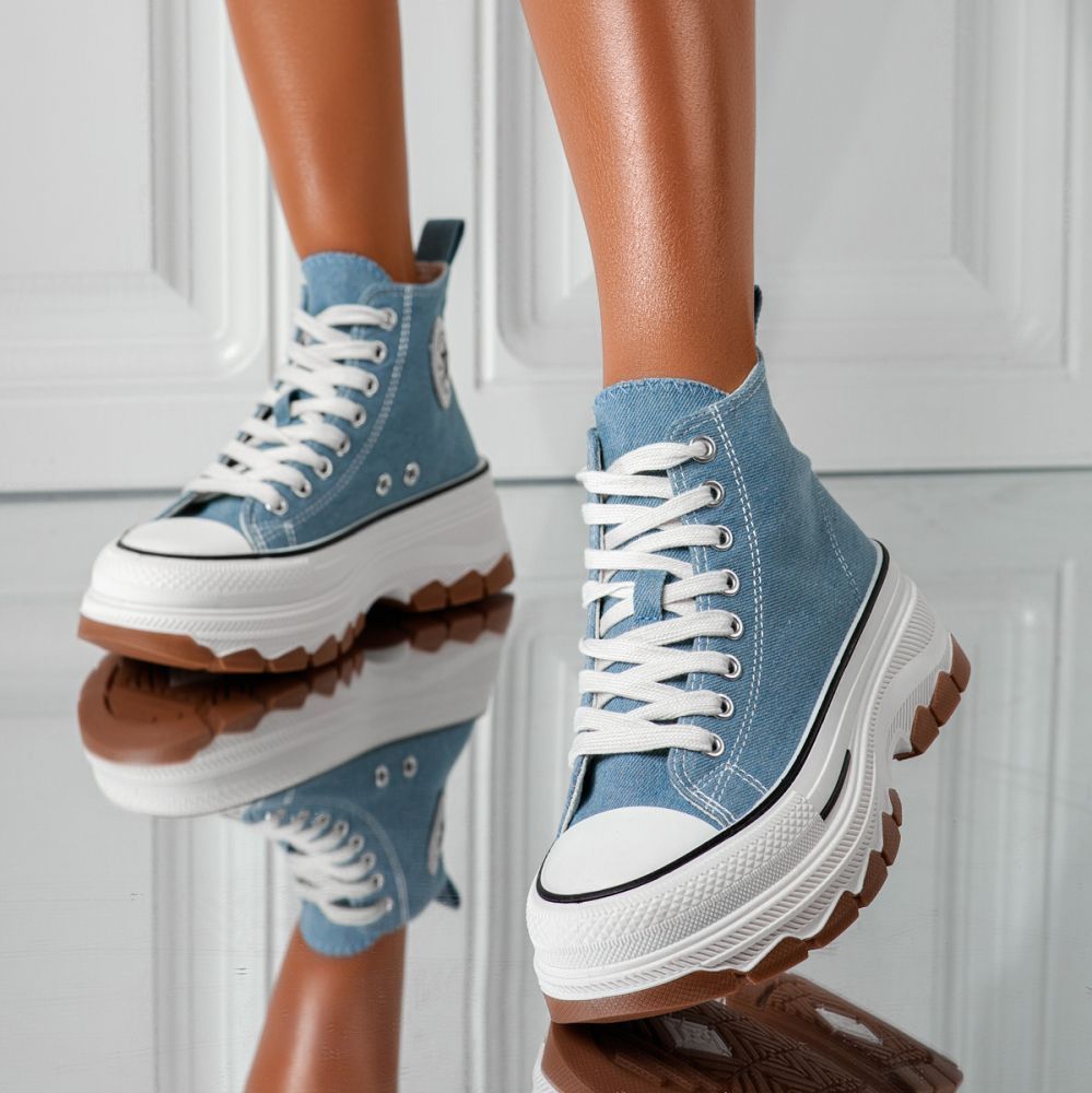 Adidasi dama albastri din material textil Seline #24185