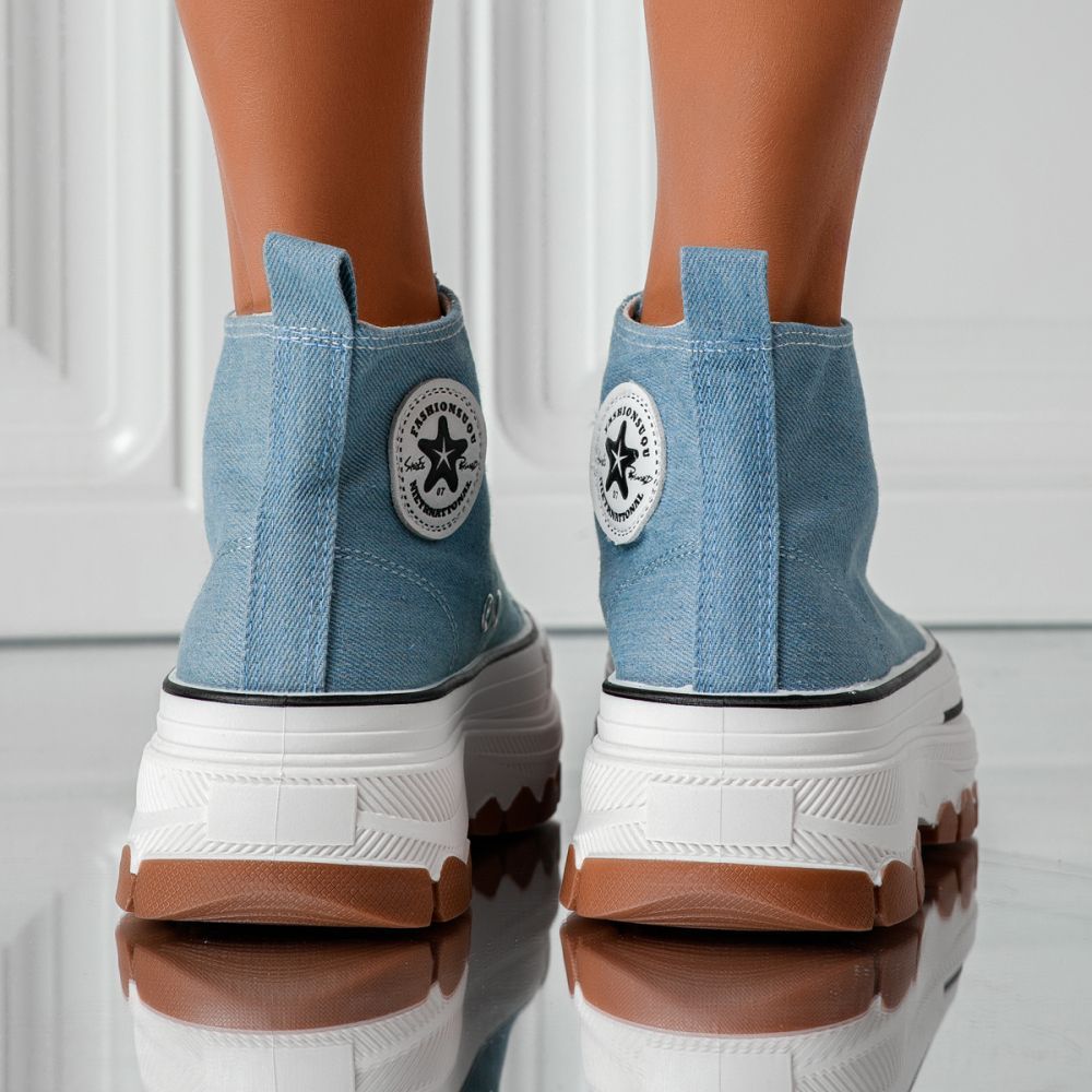 Adidasi dama albastri din material textil Seline #24185