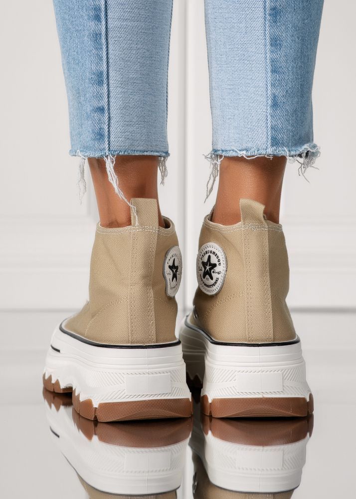 Adidasi dama khaki din material textil Seline #24186