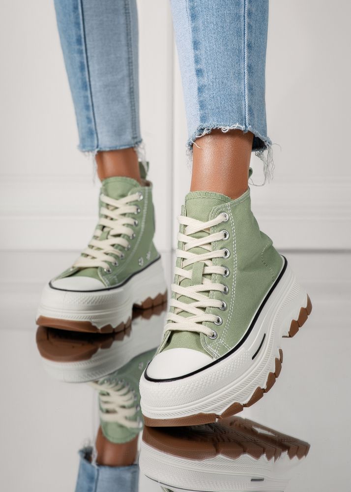 Adidasi dama verzi din material textil Seline #24187