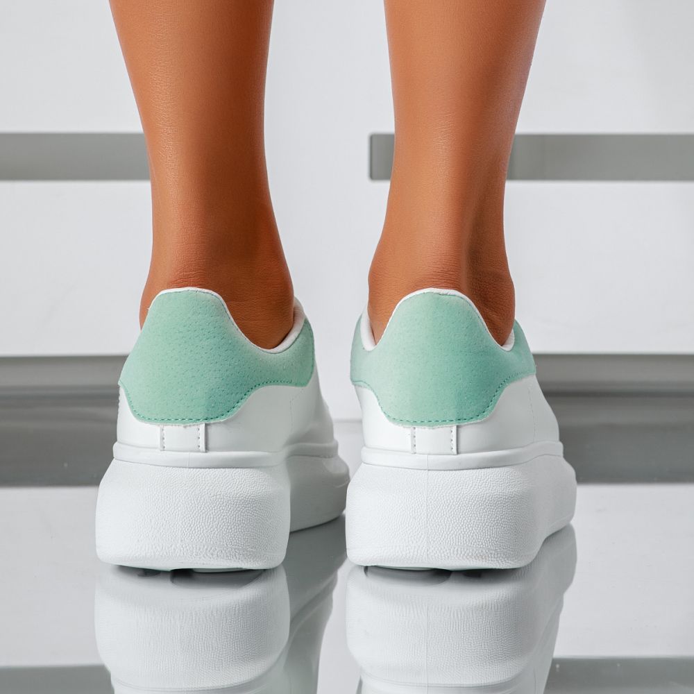 Adidasi dama albi din piele ecologica Raya #24178