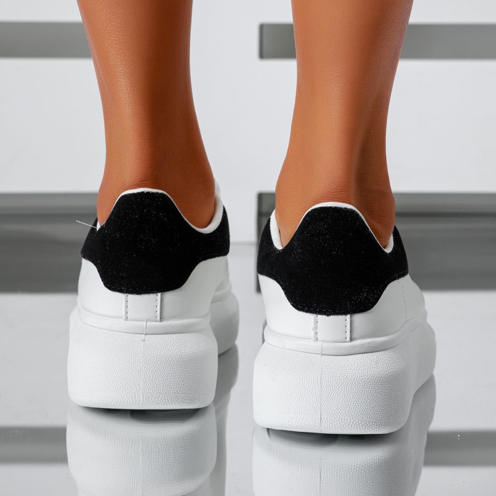 Adidasi dama albi din piele ecologica Raya #24180