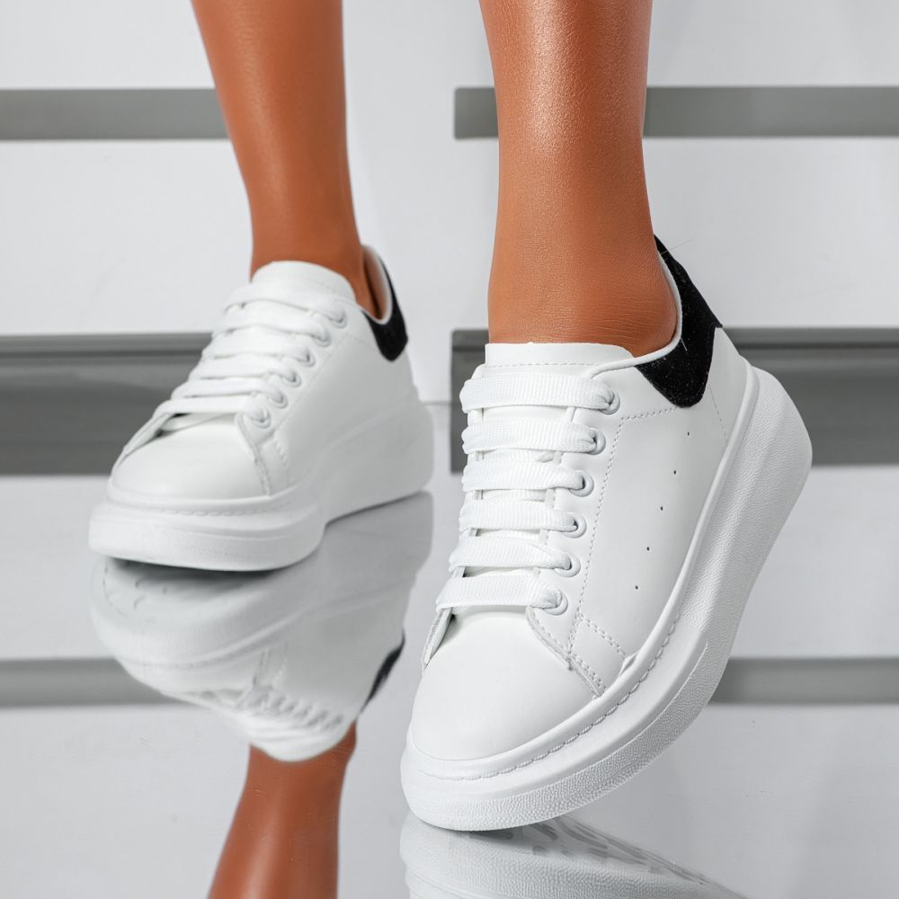 Adidasi dama albi din piele ecologica Raya #24180