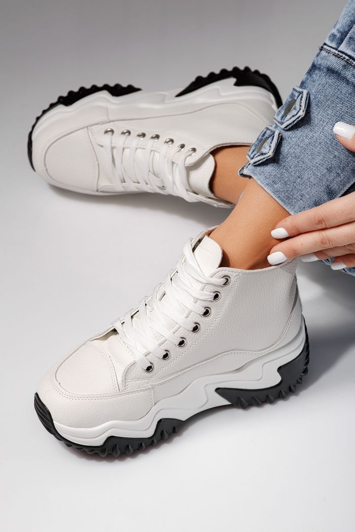 Adidasi dama albi din piele ecologica Layla #24155