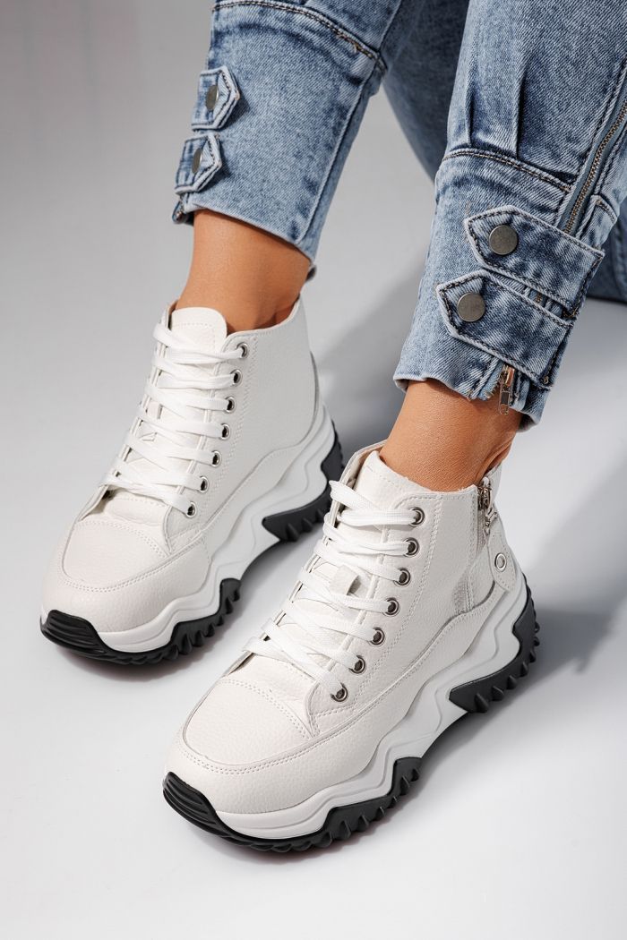 Adidasi dama albi din piele ecologica Layla #24155