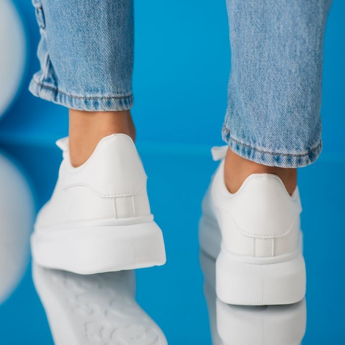 Adidasi dama albi din piele ecologica Raya #24199