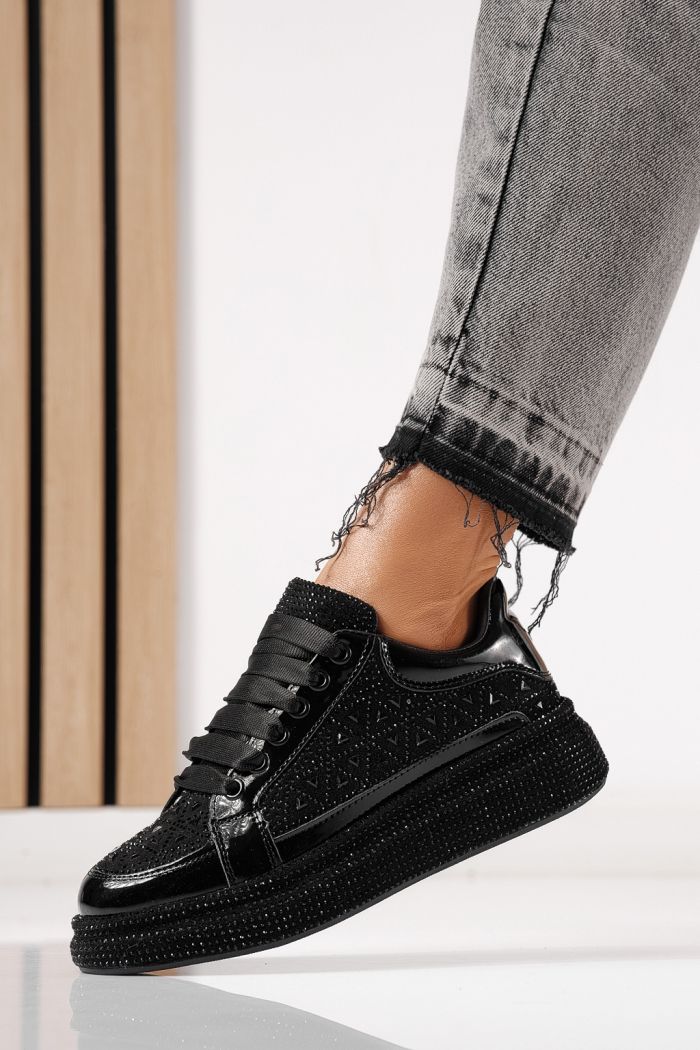 Adidasi dama negri din piele ecologica intoarsa Ilinca  #24116