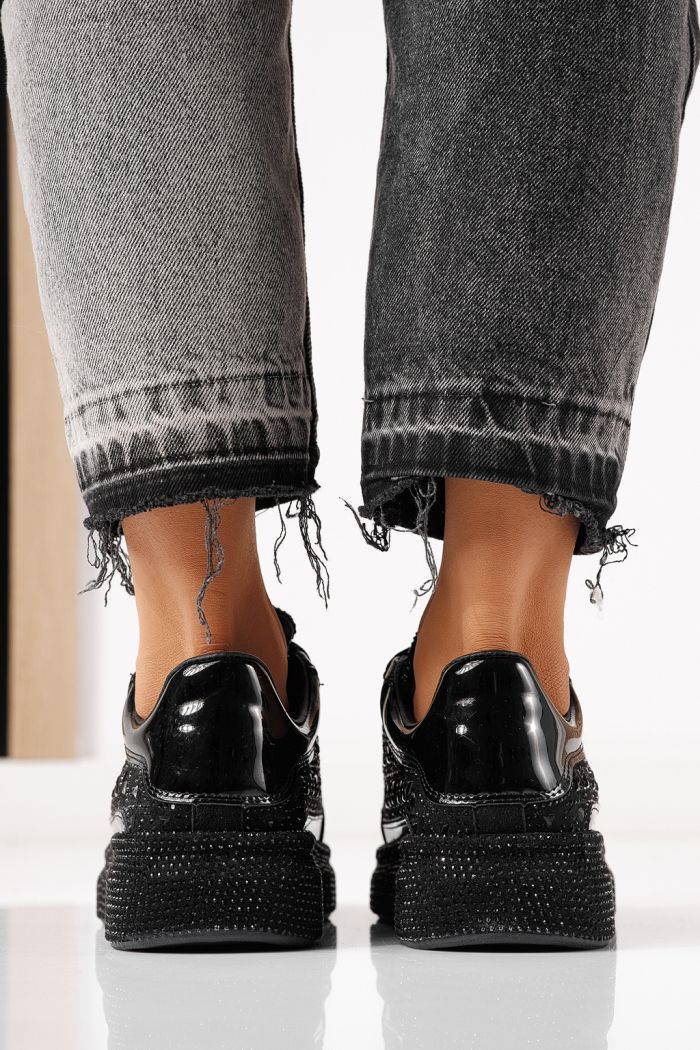 Adidasi dama negri din piele ecologica intoarsa Ilinca  #24116