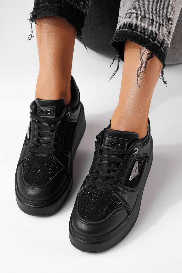 Adidasi dama negri din piele ecologica Delia #24080