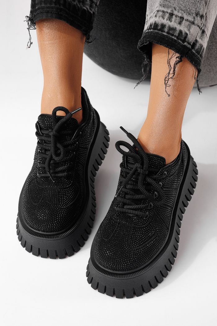 Adidasi dama negri din material textil Ellania #24092