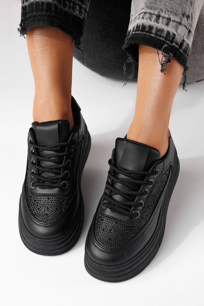 Adidasi dama negri din piele ecologica Clara #24056