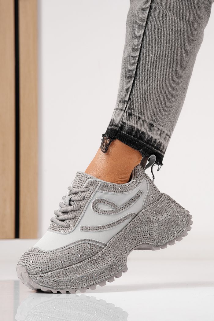 Adidasi dama gri din piele ecologica intoarsa Ioana #24112