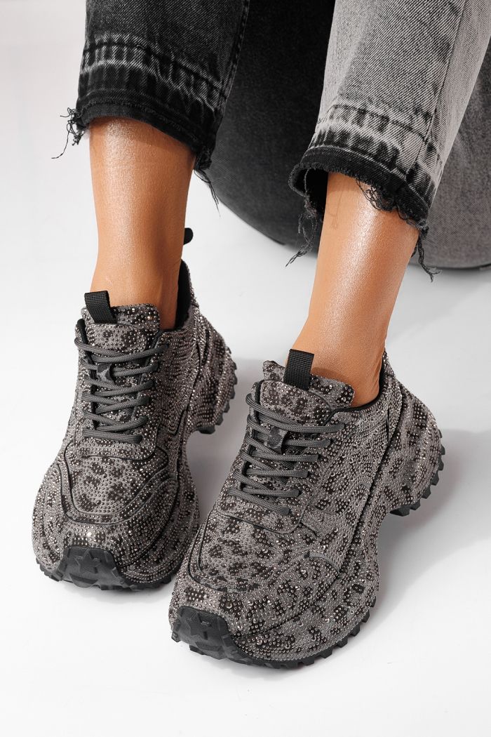 Adidasi dama negri din piele ecologica intoarsa Izabela #24118