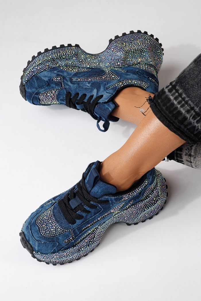 Adidasi dama bleumarin din material textil Evelin #24088