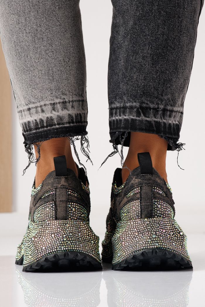 Adidasi dama negri din material textil Evelin #24087