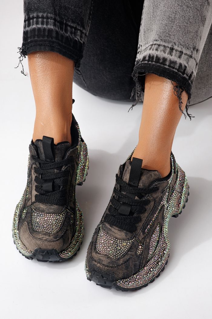 Adidasi dama negri din material textil Evelin #24087