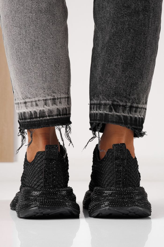 Adidasi dama negri din material textil Cataleya #24066