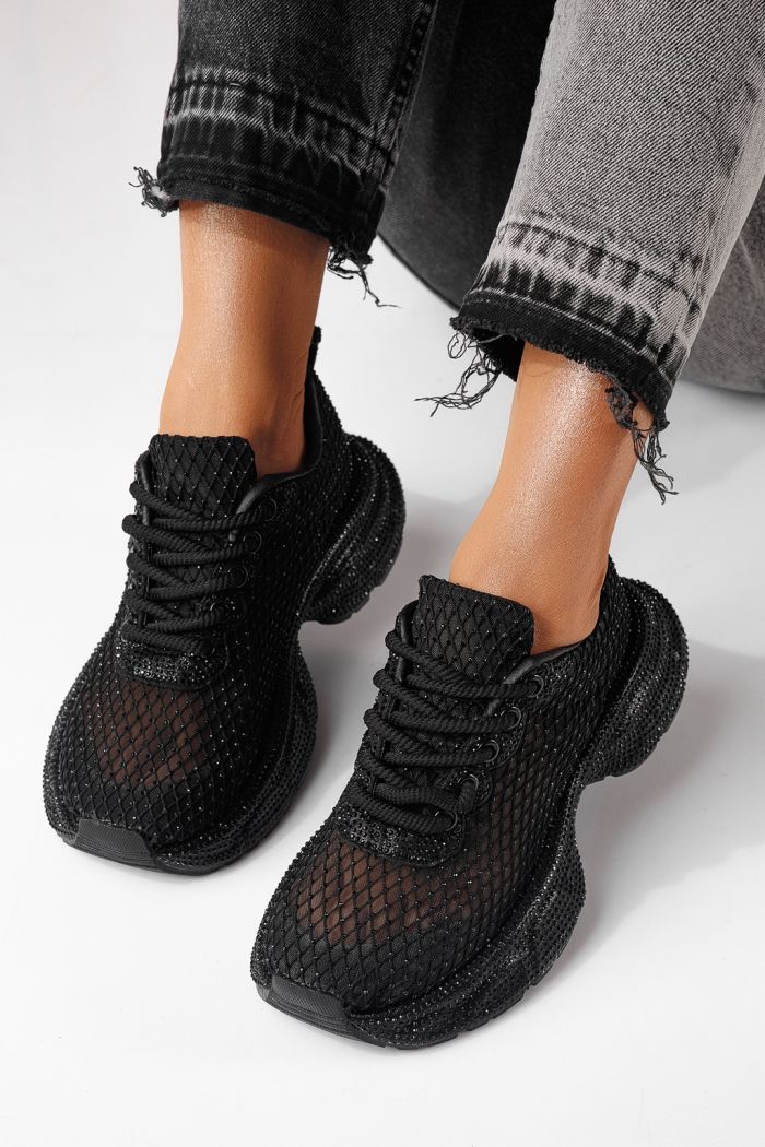 Adidasi dama negri din material textil Cataleya #24066