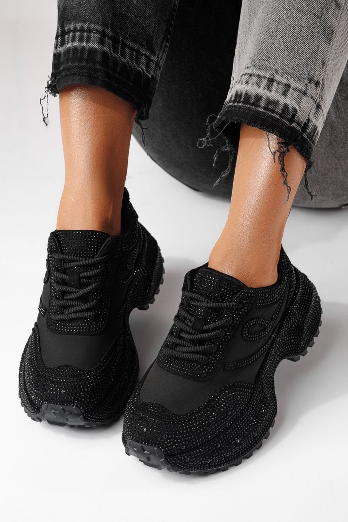 Adidasi dama negri din piele ecologica intoarsa Ioana #24110