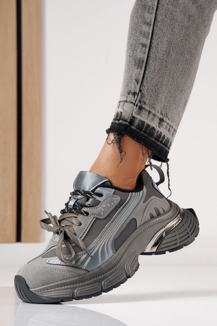 Adidasi dama gri din piele ecologica Denisa #24074