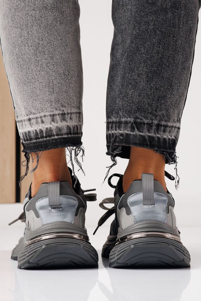 Adidasi dama gri din piele ecologica Denisa #24074