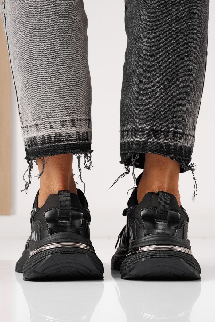 Adidasi dama negri din piele ecologica Denisa #24073