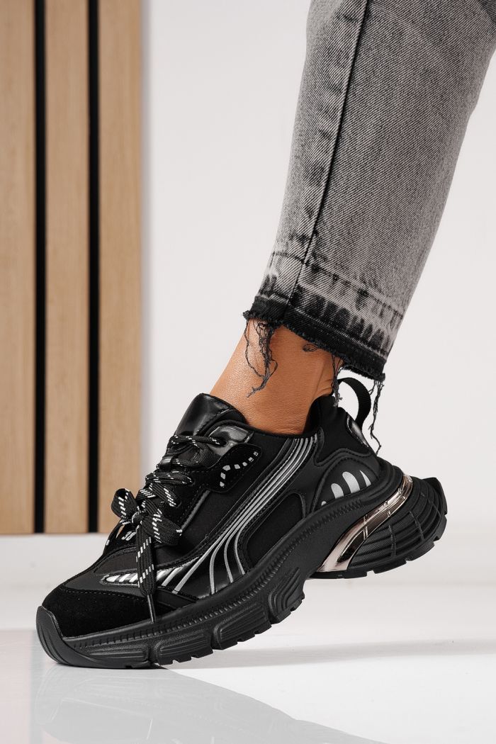 Adidasi dama negri din piele ecologica Denisa #24073