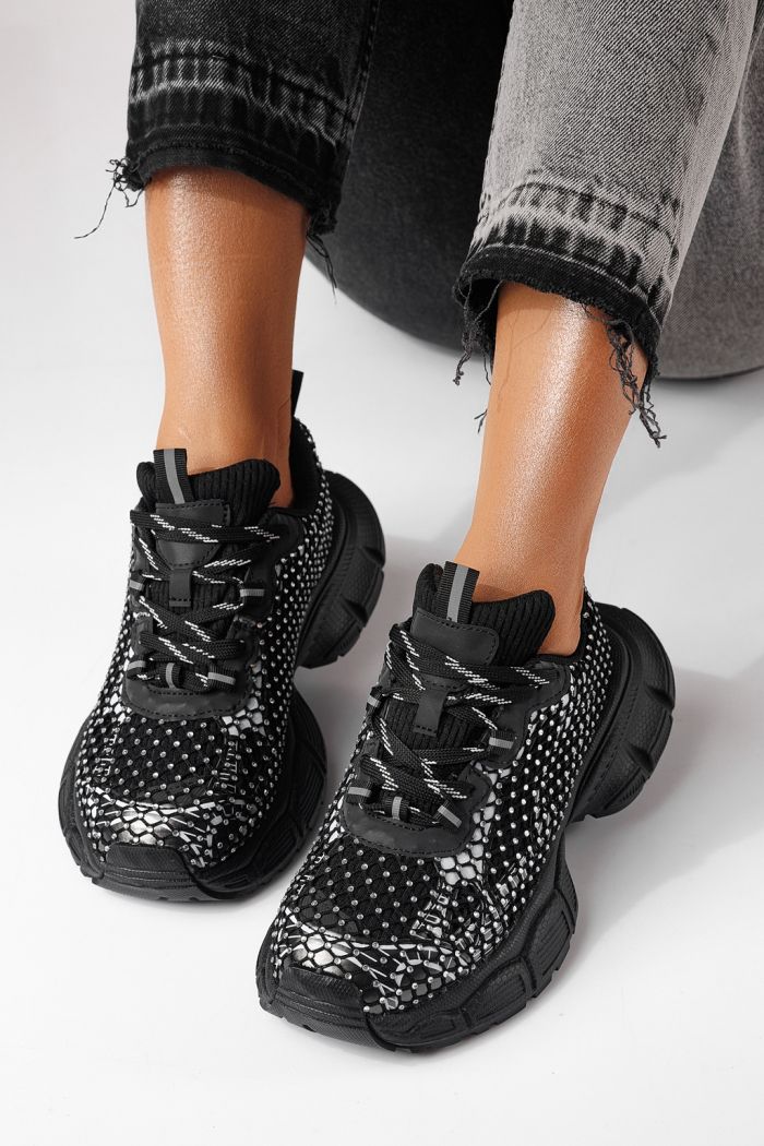 Adidasi dama negri din material textil Lilien #24149