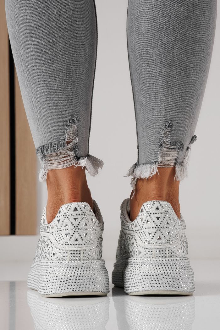 Adidasi dama albi din piele ecologica intoarsa Iris #24115