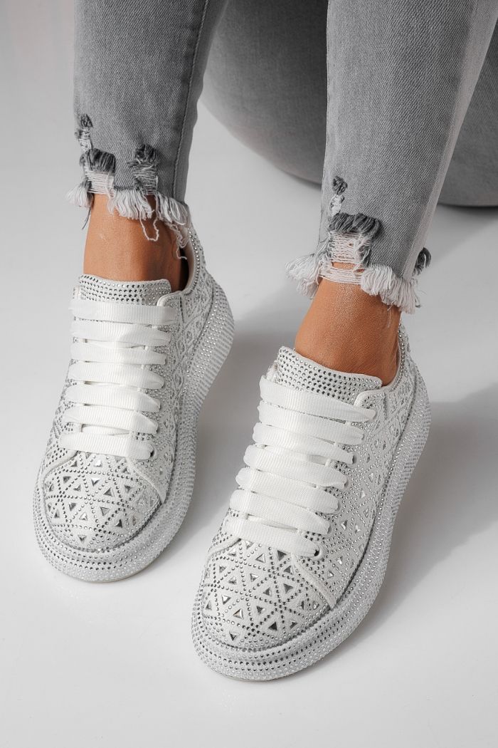 Adidasi dama albi din piele ecologica intoarsa Iris #24115