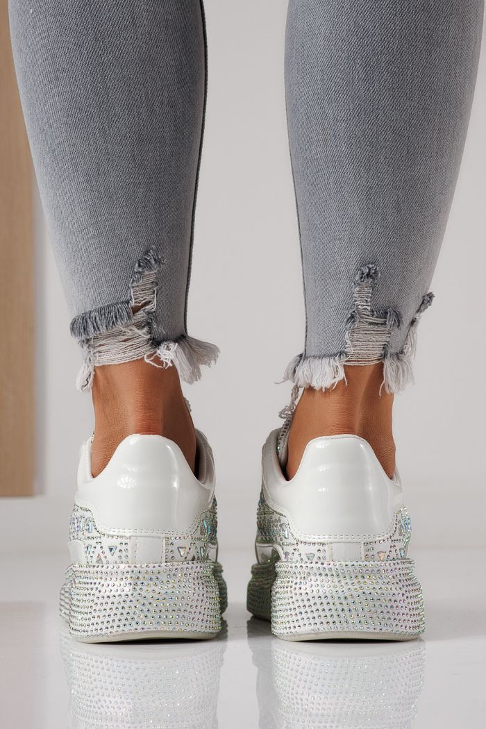 Adidasi dama albi din piele ecologica intoarsa Ilinca #24117