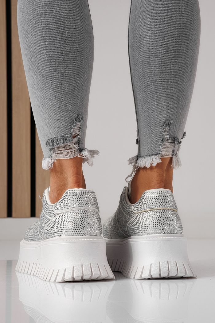 Adidasi dama albi din material textil Ellania #24093