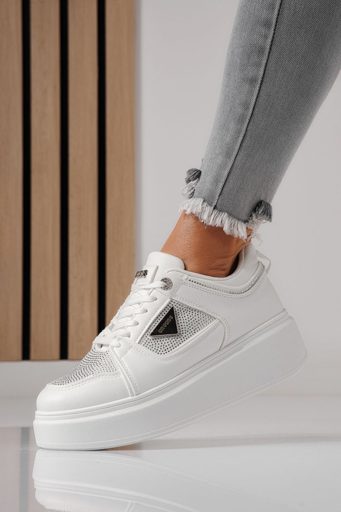 Adidasi dama albi din piele ecologica Delia #24079