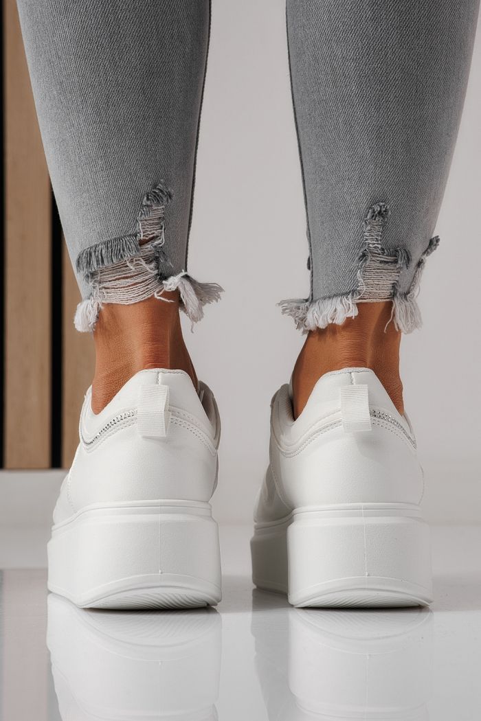 Adidasi dama albi din piele ecologica Delia #24079