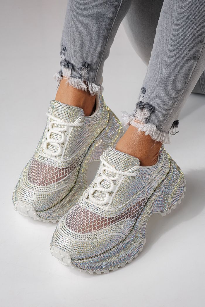 Adidasi dama albi din piele ecologica intoarsa Gabriela #24104