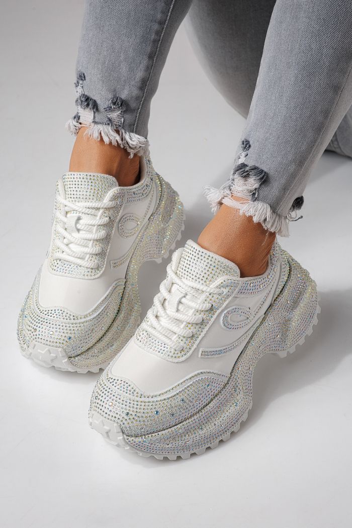 Adidasi dama albi din piele ecologica intoarsa Ioana #24111