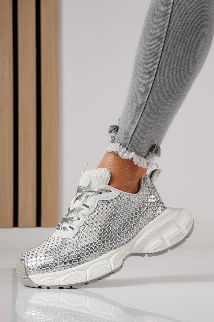 Adidasi dama albi din material textil Lilien #24148